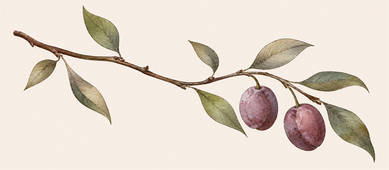 Hand-painted plum branch